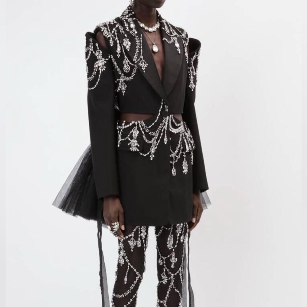 ASO Lady Gaga Alexander McQueen SS22 Embellished Hybrid Jacket/Dress, sz IT40 - Picture 3 of 16
